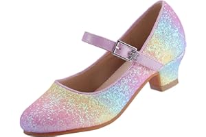 EIGHT KM Princess Shoes Girls' Mary Jane Shoes - High Heel Girls Party Shoes - Wedding Party Girls Communion Shoes Ides Flower Girl Shoes - Versatile Flat Shoes