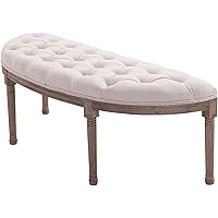 HOMCOM Half-Circle End Bench Ottoman Footstool Tufting Padded Seat ...