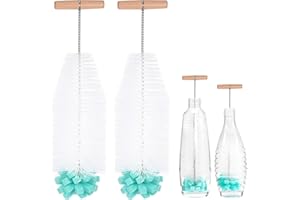 MICHIHOMIE 2 Piezas Cepillo Limpia Botellas por Dentro, Compatible con Botella de Cristal Sodastream, Reutilizable Limpia Botellas, Cepillo Limpieza Hogar por Dentro, Soda Botella (Blanco)