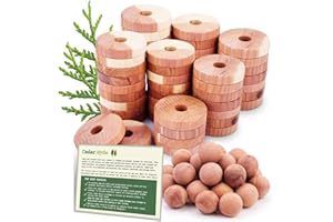 CEDAR HOME Cedar Hyde Cedar Blocks for Clothes Storage | Cedar Balls & Cedar Rings | Closet Deodorizer | Clothes Protection & Mustiness Prevention | 40 Pieces, 30 Cedar Rings & Bonus 10 Cedar Balls, U.S.A Seller