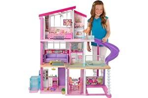 Barbie Casa dei Sogni, Casa a 3 Piani con 8 Stanze, Ascensore e Piscina con Scivolo, Oltre 60 Accessori, Regalo per Bambini da 3 a 7 Anni, GNH53