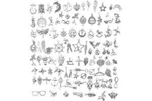 HQdeal ciondoli, 100 Pezzi Misti Antico Ciondolo in Argento Charms, Fai da Te Ciondolo Bracciale, Craft Decorazione Accessori per Gioielli, Portachiavi, Collana, Orecchini