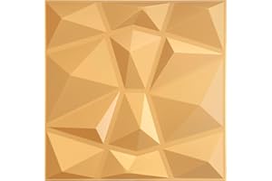 EURODECO Paneles 3D de plástico PVC, diseño diamante, para pared o techo, para sala de juegos, 12 unidades de 3 m², D094 oro caramelo