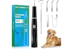 LOVE BEGANS Kit di Pulizia dei Denti Spazzolino per Cani, Elettrico Ultrasuoni per Animali Domestici, Kit di Rimozione Della Placca per Denti, per Rimuovere Macchie di Denti per Cani e Gatti, Nero
