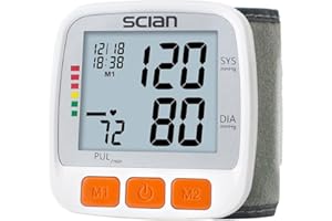 Scian Automatic Wrist Blood Pressure Monitor for Home or Clinical Use, Wrist Blood Pressure Machine with Adjustable Cuff & Large LCD Display, BP Monitor with 2x90 Reading Memory for Two Users