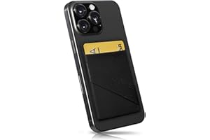 MyGadget Cartera con 1 Bolsillo + Elástico para Funda Móvil - Tarjetero Adhesivo para Smartphone - Porta Tarjetas de Crédito con Bloqueo RFID - Card Holder - Negro