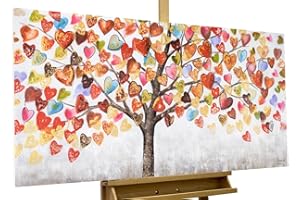 KunstLoft Leinwandbild | 100% HANDGEMALT | 120x60cm | Gemälde 'A bit of Awesomeness' | Wald & Bäume | Bunt Weiß | Wandbild Wohnzimmer