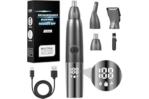 Brencco Tondeuse Nez Homme, 4 en 1 Tondeuse Nez Oreilles Homme Femme IPX7, USB Rechargeable Pour Affronter Oreilles Barbe Sourcils