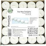 Premium theelichtje sojawas 7 uur durende 75-pack helder koperen heldere theelichtjes Witte was Geurloos nachtlampje Kaars Ve