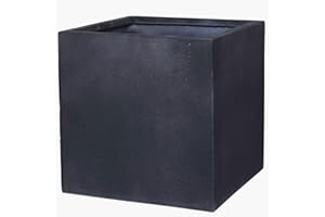 ‎VIVANNO Vivanno Pflanzkübel Fiberglas Block Frostsicher - 40x40x40 cm - Steinoptik Anthrazit - Blumenkübel Quadratisch für Draußen und Drinnen