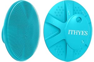 Ithyes Brosse exfoliante en silicone pour homme et femme, facile à nettoyer, plus hygiénique que le luffa pour peaux sensibles (cyan)