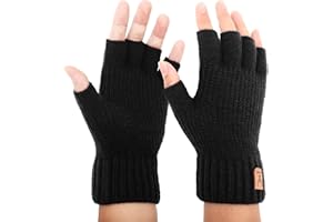 Omtofo Rękawiczki Bezpalczowe Damskie Męskie, Wełna Alpaka Ciepłe Zimowe Rękawiczki, Unisex, Dzianinowe Rękawiczki bez Palców do Biegania, Jazdy na Rowerze, Prowadzenia Samochodu, Wnętrz, Na Zewnątrz