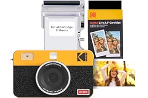 Kodak Mini Shot 2 Retro 4PASS Instant Camera and Portable Photo Printer 2-in-1, 5,3×8,6 Centimeters Instant Prints, 38-Sheet Bundle, Yellow