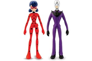 Bend-Ems Miraculous 2 Pack Action Figure Set: Ladybug, Cat Noir, Rena Rogue or Hawk Moth