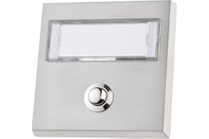 HUBER campanello da esterno in metallo - con targhetta extra large per nomi doppi - pulsante in ottone cromato - campanello con illuminazione a LED