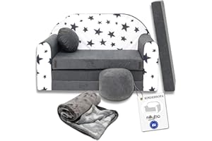 ‎MILLYBO millybo Kindersofa Kinder Couch mit Schlaffunktion ausklappbar 3in1 Kinder Sofa Spielsofa mit Bettfunktion Mädchen Jungen Sitzsack Minisofa Schlafsofa Kinderzimmer Schlafsessel (AC1)
