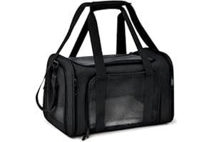 HOCLAUHO Transporttasche Katze Hund Groß Tragbare Haustiertasche für draußen Faltbar atmungsaktiv Große Kapazität für Zwei kleine Katzen, Autoreise Tragetasche für Katze mittel große Hund(Schwarz)