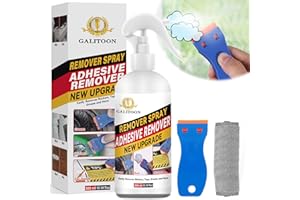 GALITOON Dissolvant Colle Puissant, Décapant Adhésif sans Danger pour Toutes Surfaces, Enlève Autocollants, Étiquettes, Résidus de Colle et Ruban Adhésif, Inclut Grattoir en Plastique (300ML)