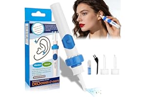 YSLYUIU Ohrenschmalz Entferner Sauger,Vibrations-Vakuum-Oroclear Ohrenschmalz-Sauger mit Doppelwirkung, mit 2 waschbaren Ersatzköpfen und Batterie,geeignet für Erwachsene und Kinder-Blau