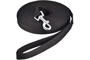 HAPPY HACHI Guinzaglio Lungo per Cani 33 Metri, Guinzaglio Addestramento per Cani Grandi, Lunghina Cane in Nylon con Fibbia Senza Grovigli, Leggero Resistente per Addestramento Passeggio, Nero