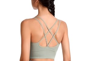 SotRong Womens Sports Bra Cross Back Strappy Bra Padded Mid Impact Support Gym Yoga Running Bra Sexy Crop Top for GILR Teens