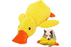 Achimlt Quack-Quack Duck Peluche Giochi per Cani, Antistress per Cane, Simpatica Anatra Giocattolo Antistress per Cani, Gioco di Peluche per Cane di Piccola Taglia Media (01-Giallo, L)
