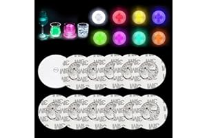 BOUGPENG 12 pegatinas LED de ambiente (6 luces de colores y 6 luces blancas frías) Batería reemplazable pegatinas luminosas autoadhesivas con 4 pilas SMD LED y pegamento para iluminación de botellas