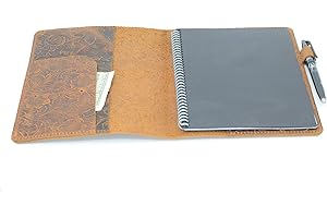 JJNUSA Okładka na notebooka kompatybilna z Smart Business, ręcznie wykonana postarzana skóra etui do Everlast Fusion Moleskin A5 z pętelką na długopis Executive 22 x 15 cm, kwiat