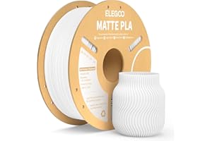 ‎ELEGOO ELEGOO Matte PLA Filament Matte Weiß 1KG, 1.75mm 3D Drucker Filament Maßgenauigkeit +/- 0.02mm, 1kg Kartonspule (2.2lbs) für die Meisten 3D Printer