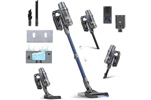 Olvy Aspirateur Balai sans Fil avec Fonction Lavage – Aspirateur 2-en-1 sans Sac – 35 000 Pa de Puissance d’Aspiration, 5 Niveaux – Écran LED – Aspirateur Léger avec Filtre HEPA & Accessoires