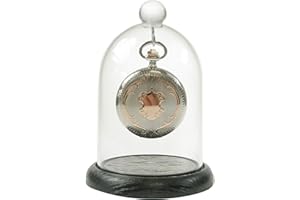 SELVA Dôme en verre avec crochet - Pour protéger les montres de poche de la poussière - Base en bois avec finition laquée noire - Diamètre intérieur 68 mm - Montre de poche non incluse, Verre acrylique.