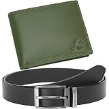 HORNBULL Men's Leather Wallet & Belt Combo Gift Set - RFID Blocking, Includes Keyring & Pen
