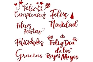 BHGT Kit 6 Troqueles Scrapbooking Español Feliz Navidad Los Reyes Magos Cumpleaños Gracias Troqueles Letra