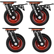 uyoyous Lot de 4 roulettes à plaque,200 mm,Roulettes pour charges lourdes avec frein,Pivotant à 360°,Poids de transport 1000kg(2 roulettes pivotantes, 2 roulettes de frein