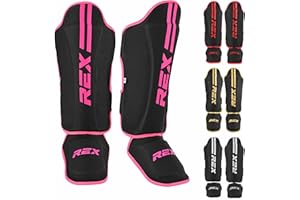 REX BOXING GEAR Rex Boxing Shin Guard Muay Thai Instep Leg Protector for Martial Arts, Kickboxing, BJJ, Karate, PU Leather reinforced MMA Shin Instep