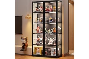 llekondkf Display Cabinet with Acrylic Glass Door, 5-Tier Curio Display Case, Collectibles Organizer Rack & Display Shelf, Bookcase for Office, Playroom, Living Room, Reading Nook (Black Folio Door)