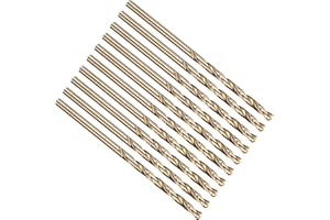 PATIKIL 2.4mm Foret Hélicoïdal, Tige Droite Jobber M35 Cobalt 5% Acier Rapide 135° Finition Or, Mèche pour Métal Acier Inoxydable Dur, Forets à Métaux à Haute Dureté - Lot de 10