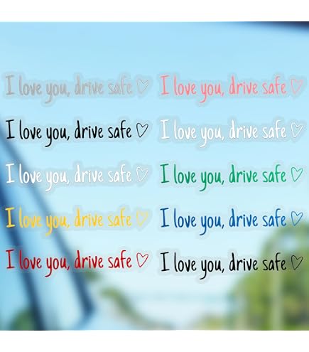 I Love You Drive Safe Rearview Mirror Sticker - 4 Pack Vinyl Decals For Car