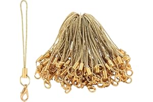 VYZUTR 50 Stücke Einfache Gold Handy Lanyard Strap für Schlüssel Schlüsselanhänger,Handyanhänger Schlaufen mit Karabiner,Telefonring Strap Handy Charm Cord zum Pendents USB Schüsselanhänger