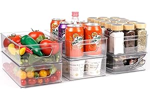 WolinTek Kühlschrank Organizer 10er Set,Küchen Organizer,Durchsichtig Stapelbare Aufbewahrungsbox,Organizer Set Speisekammer Vorratsbehälter fur Küchen, Kühlschrank,Schrank,Badezimmer,BPA-frei (6Pcs)