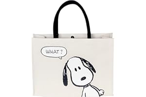 KANGURU Tote Bag Snoopy, Borsa Donna Shopper con Manici e Tasca Interna, Design Firmato Peanuts - Perfetta per Shopping, Viaggio, Università, Pranzo – Elegante, Trendy, Chic e Resistente, Grande, in Juta
