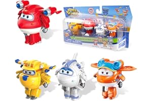 Super Wings EU750040A Supercharged Donnie Jett Astra & Sunny Transform-a-Bots 4 Pack Toys for 3+ Year Old Boys Girls, Multicolored, 2“