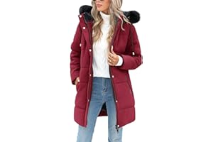 Tuopuda Manteau Femme Hiver Doudoune Chaud Veste Polaire Parkas à Capuche Décontracté Blouson Zippée mi Longue Coat Matelassée en Duvet Outercoat avec Poches