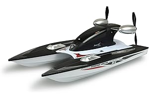 Amewi 26094 RC Propeller Speed Catamaran Boat, zdalnie sterowana, RTR, 2,4 GHz, ok. 20 km/h, od 8 lat, czarno-biała