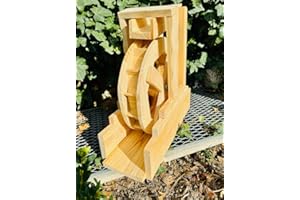 DARLUX Ruota ad acqua in legno, L con grondaia, gioco d'acqua, mulino, decorazione da giardino, cascata, altezza 42 cm, colore naturale