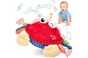 hahaland Sensory Toys for Babies - Musical Crawling Crab Toy Baby Toys 6-12 Months Fun Interactive Infant Montessori Toddler Toy 1 2 3 4 Year Old Boy Girl Birthday Gifts