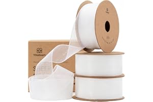 Vitalizart Nastro di Organza Bianco 2,5 cm x 27,4 m, Decorazioni per le Feste, Nastri Regalo in Tessuto di Tulle per Pacchi Regalo, Albero di Natale, Fai da Te, Fiocchi, Inviti di Nozze