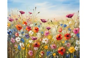 TISHIRON Abstrakcyjne kwiaty do malowania według liczb, dla dorosłych, kwitnące pola dzikich kwiatów, "zrób to sam", ręcznie malowane, zestaw do malowania olejnego dla początkujących i dorosłych, 40 x