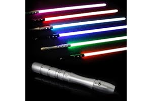 YDD GENIUS Dueling Lightsaber,16 RGB Colors Light Saber, Metal Hilt,Replaceable Blade,4 Modes Sounds with FOC,Adults,Kids,Teens Lightsabers Xmas Gift (97cm-Silver hilt)
