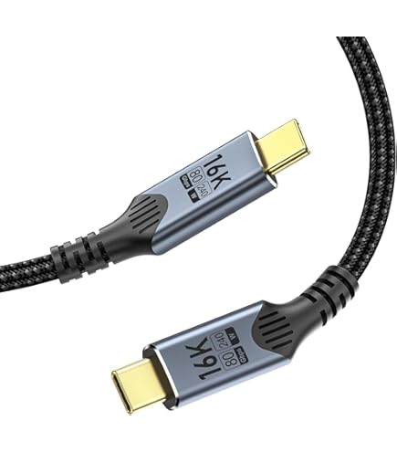 Câble USB-C Vers USB-C 6 Mètres - 100W, 10 Gbps, 4K@60Hz, Compatible Thunderbolt 3, Nylon Tressé